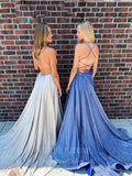 Prom Dress 2025 Sparkly Lace Spaghetti Strap A-Line Prom Dress 20930-unique elegant Prom Dresses-Blue-US2-vigocouture