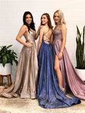 Prom Dress 2025 Sparkly Lace Spaghetti Strap A-Line Prom Dress 20930-unique elegant Prom Dresses-Blue-US2-vigocouture