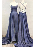 Prom Dress 2025 Sparkly Lace Spaghetti Strap A-Line Prom Dress 20930-unique elegant Prom Dresses-Blue-US2-vigocouture