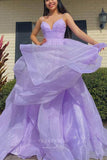 Prom Dress 2025 Sparkly Lace Tiered Prom Dresses Spaghetti Strap Evening Dress 21554-unique elegant Prom Dresses-Lavender-US2-vigocouture