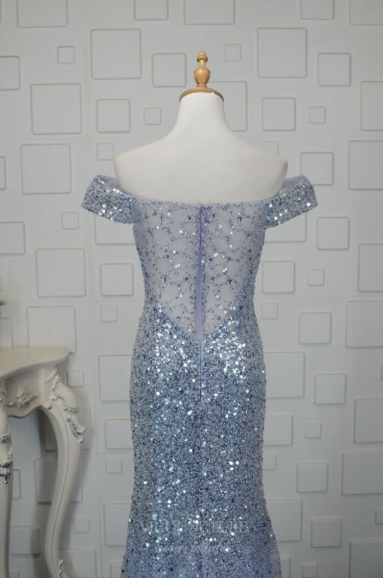 Prom Dress 2025 Sparkly Mermaid Prom Dresses Off the Shoulder Evening Dresses 20795-unique elegant Prom Dresses-Light Blue-US2-vigocouture