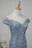 Prom Dress 2025 Sparkly Mermaid Prom Dresses Off the Shoulder Evening Dresses 20795-unique elegant Prom Dresses-Light Blue-US2-vigocouture