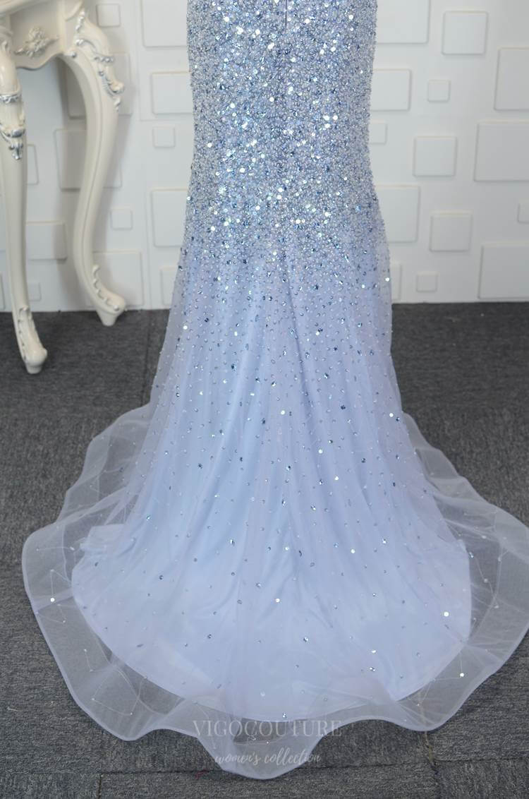 Prom Dress 2025 Sparkly Mermaid Prom Dresses Off the Shoulder Evening Dresses 20795-unique elegant Prom Dresses-Light Blue-US2-vigocouture