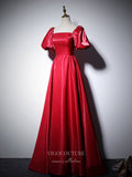 Prom Dress 2025 Sparkly Satin Prom Dresses Puffed Sleeve Formal Dresses 21060-unique elegant Prom Dresses-Red-Custom Size-vigocouture