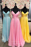 Prom Dress 2025 Sparkly Satin Prom Dresses Spaghetti Strap Evening Dress 22012-unique elegant Prom Dresses-Pink-Custom Size-vigocouture