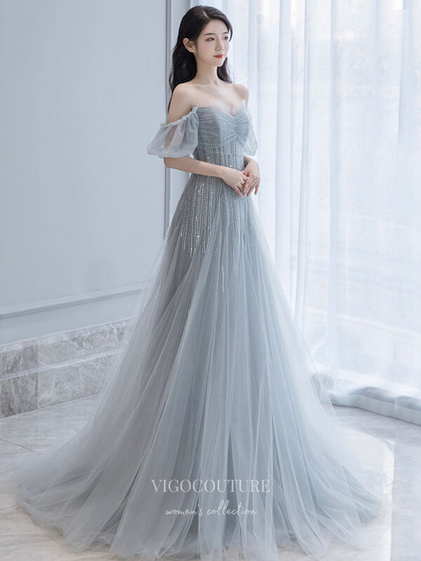 Prom Dress 2025 Sparkly Sequin Prom Dresses Off the Shoulder Formal Dresses 21308-unique elegant Prom Dresses-Grey-US2-vigocouture