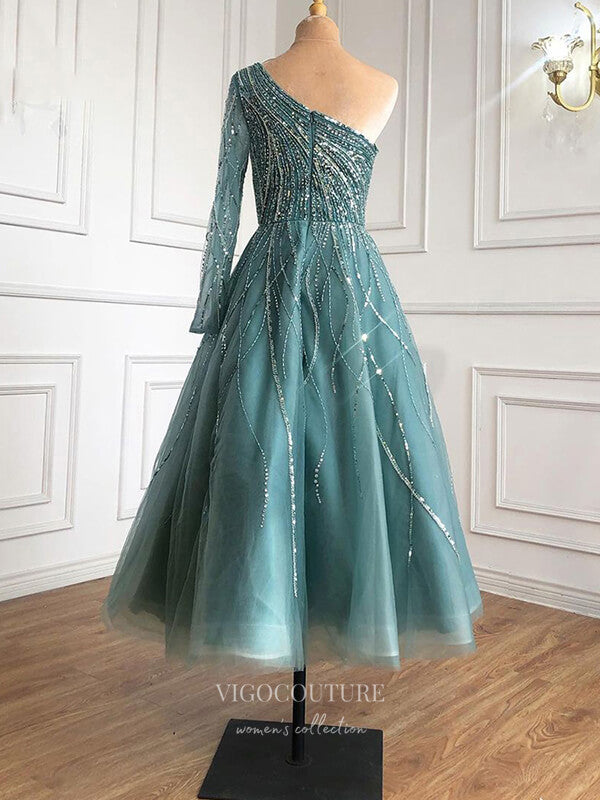 Short Prom Dresses 2025 Sparkly Sequin Prom Dresses One Shoulder Maxi Dresses 21253-Prom Dresses-vigocouture-vigocouture