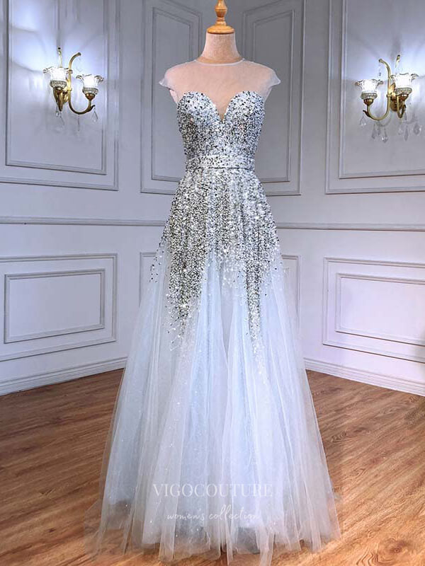 Prom Dress 2025 Sparkly Sequin Prom Dresses Removable Sleeve Formal Dresses 21238-unique elegant Prom Dresses-As Pictured-US2-vigocouture