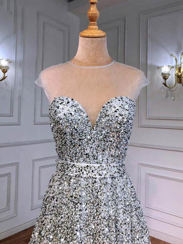 Prom Dress 2025 Sparkly Sequin Prom Dresses Removable Sleeve Formal Dresses 21238-unique elegant Prom Dresses-As Pictured-US2-vigocouture