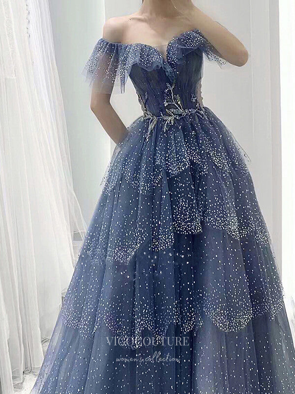 Prom Dress 2025 Sparkly Sequin Prom Dresses Strapless Evening Dresses 21224-unique elegant Prom Dresses-Blue-US2-vigocouture