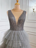 Prom Dress 2025 Sparkly Sequin Prom Dresses Tiered Formal Dresses 21312-unique elegant Prom Dresses-Grey-US2-vigocouture