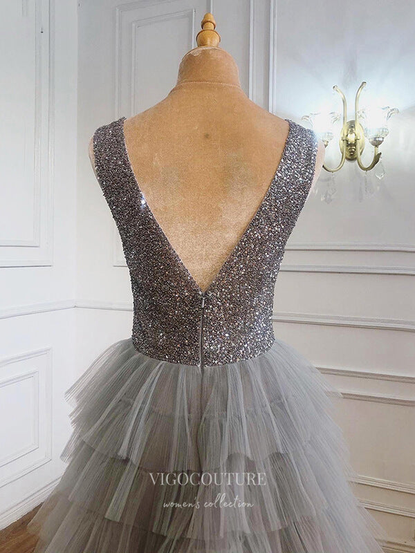 Prom Dress 2025 Sparkly Sequin Prom Dresses Tiered Formal Dresses 21312-unique elegant Prom Dresses-Grey-US2-vigocouture