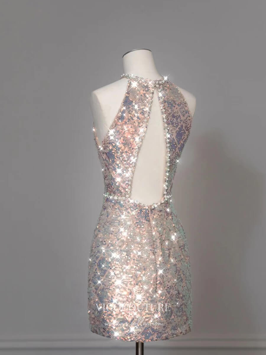 Sparkly Sequin Short Prom Dress Bow-Tie Homecoming Dress 21317 vigocouture Sparkly Sequin Short Prom Dress Bow-Tie Homecoming Dress 21317 vigocouture