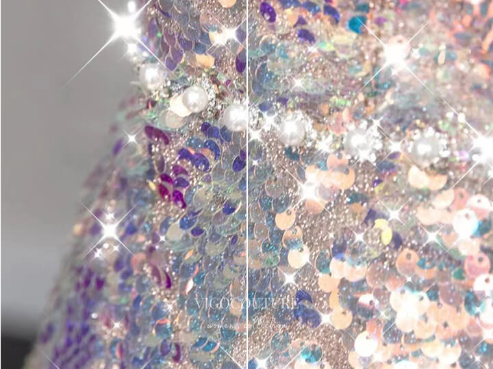 Sparkly Sequin Short Prom Dress Bow-Tie Homecoming Dress 21317 Blush / 18W Sparkly Sequin Short Prom Dress Bow-Tie Homecoming Dress 21317 Blush / 18W