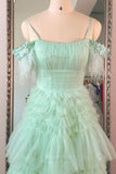 Prom Dress 2025 Sparkly Tiered Ruffled Prom Dresses Feather Off the Shoulder Pleated Bodice 24336-unique elegant Prom Dresses-Light Green-Custom Size-vigocouture