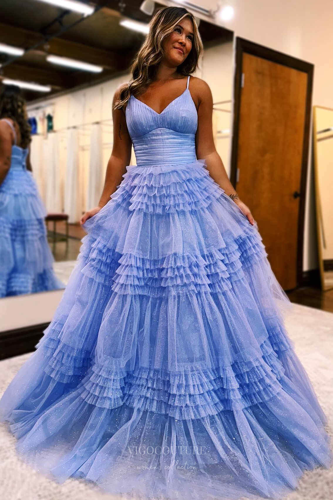 Blue Glitter Oasis Chiffon Skater Dress Sparkly Tiered Ruffled Prom Dresses Spaghetti Strap Pleated Bodice 24333 Blue US8 Blue Glitter Oasis Chiffon Skater Dress Sparkly Tiered Ruffled Prom Dresses Spaghetti Strap Pleated Bodice 24333 Blue US8