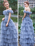 Prom Dress 2025 Sparkly Tulle Beaded Prom Dresses Off the Shoulder Evening Dresses 21230-unique elegant Prom Dresses-Blue-US2-vigocouture