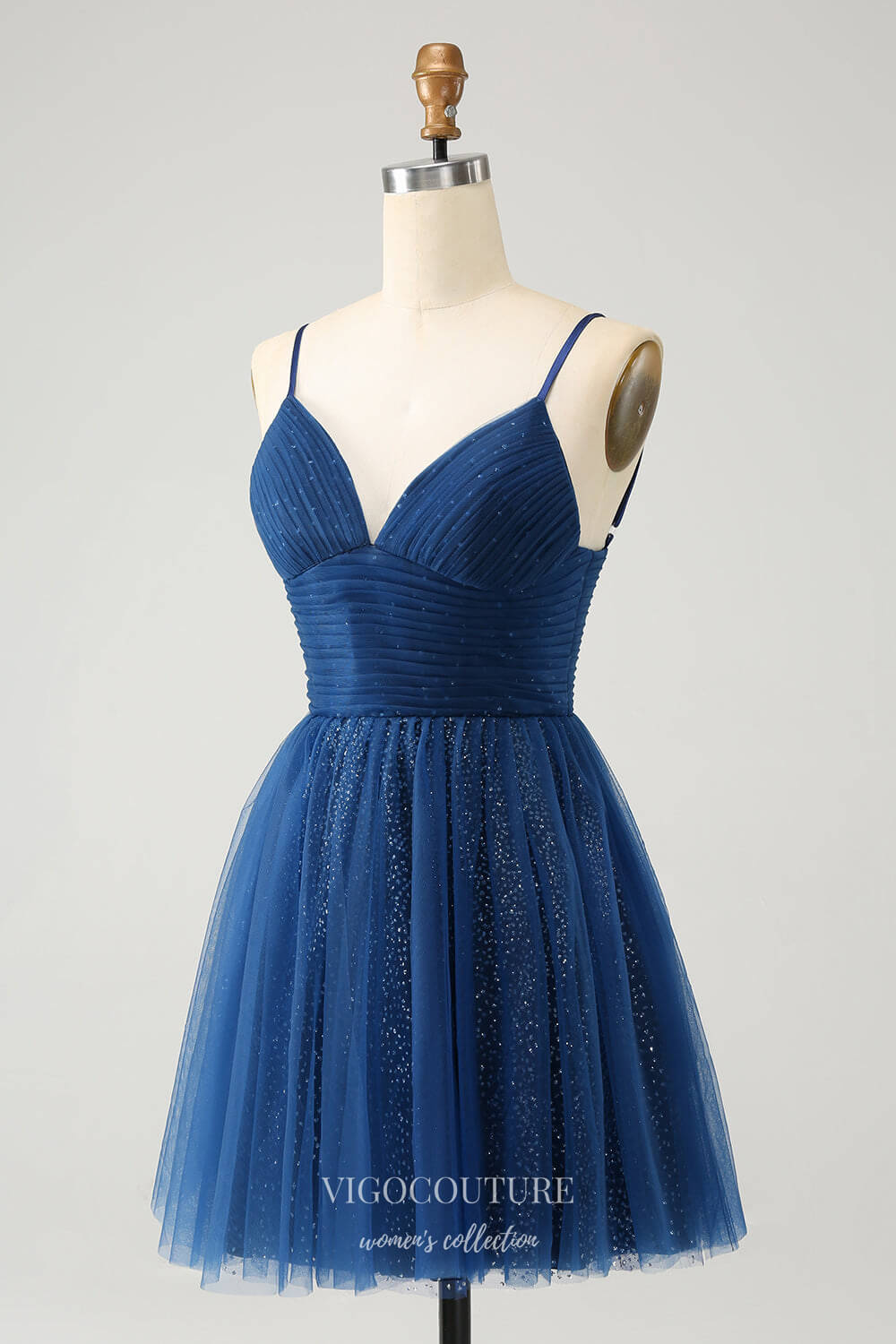 Sparkly Tulle Navy Blue Homecoming Dresses Spaghetti Strap Back to School Dress hc376 Navy Blue / US14 Sparkly Tulle Navy Blue Homecoming Dresses Spaghetti Strap Back to School Dress hc376 Navy Blue / US14