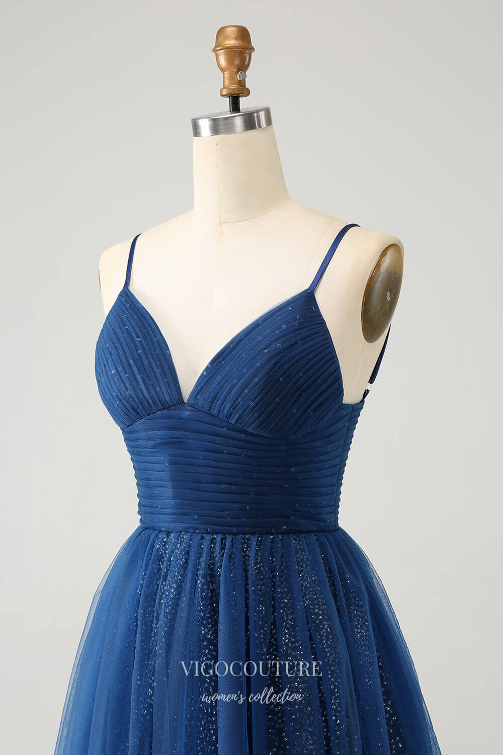 Sparkly Tulle Navy Blue Homecoming Dresses Spaghetti Strap Back to Sch vigocouture Sparkly Tulle Navy Blue Homecoming Dresses Spaghetti Strap Back to Sch vigocouture