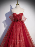 Prom Dress 2025 Sparkly Tulle Prom Dress Removable Sleeve Formal Dresses 21341-unique elegant Prom Dresses-Red-US2-vigocouture