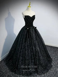 Prom Dress 2025 Sparkly Tulle Prom Dresses Removable Sleeve Formal Dresses 21327-unique elegant Prom Dresses-Black-US2-vigocouture