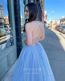 Prom Dress 2025 Sparkly Tulle Prom Dresses with Pockets Spaghetti Strap Evening Dress 21688-unique elegant Prom Dresses-Blush-US2-vigocouture