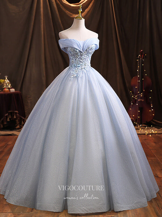 Prom Dress 2025 Sparkly Tulle Quinceanera Dresses Lace Applique Sweet 15 Dresses 21383-unique elegant Prom Dresses-As Pictured-Custom Size-vigocouture