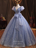 Prom Dress 2025 Sparkly Tulle Quinceanera Dresses Puffed Sleeve Sweet 15 Dresses 21382-unique elegant Prom Dresses-As Pictured-Custom Size-vigocouture