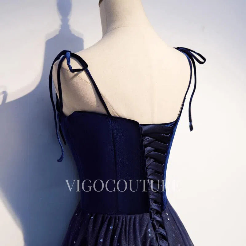 Prom Dress 2025 Sparkly Tulle Spaghetti Strap Prom Dress 20297-unique elegant Prom Dresses-Navy Blue-US2-vigocouture