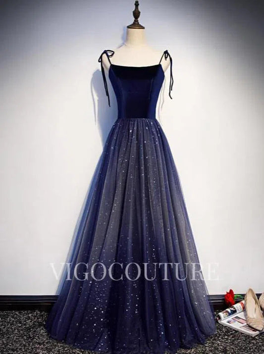 Prom Dress 2025 Sparkly Tulle Spaghetti Strap Prom Dress 20297-unique elegant Prom Dresses-Navy Blue-US2-vigocouture