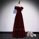 Prom Dress 2025 Sparkly Velvet Prom Dress 2022 Off the Shoulder Prom Gown-unique elegant Prom Dresses-Burgundy-US2-vigocouture