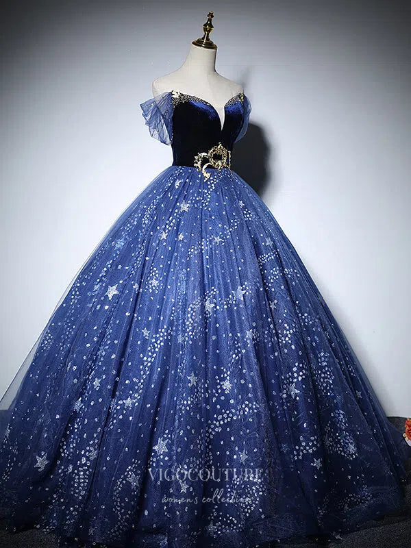 Starry Tulle Prom Dresses Plunging V-Neck Formal Gown 21052 Custom Colors / 16W Starry Tulle Prom Dresses Plunging V-Neck Formal Gown 21052 Custom Colors / 16W
