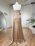 Prom Dress 2025 Strapless Beaded Mermaid Prom Dresses with Slit Satin Overskirt Pageant Dress 24519-unique elegant Prom Dresses-Green-US2-vigocouture