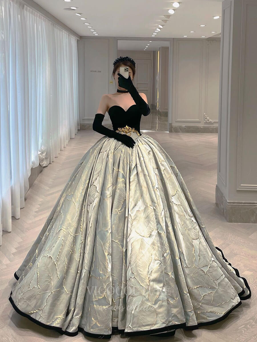 Strapless Jacquard Prom Dresses Chapel Train Formal Gown 21036 Custom Colors / 18W Strapless Jacquard Prom Dresses Chapel Train Formal Gown 21036 Custom Colors / 18W