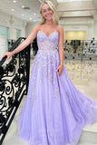 Prom Dress 2025 Strapless Lace Applique Cheap Prom Dresses 2024 Sheer Boned Bodice 24299-unique elegant Prom Dresses-Lavender-Custom Size-vigocouture