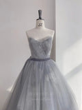 Prom Dress 2025 Strapless Lace Applique Prom Dress 20645-unique elegant Prom Dresses-Grey-US2-vigocouture