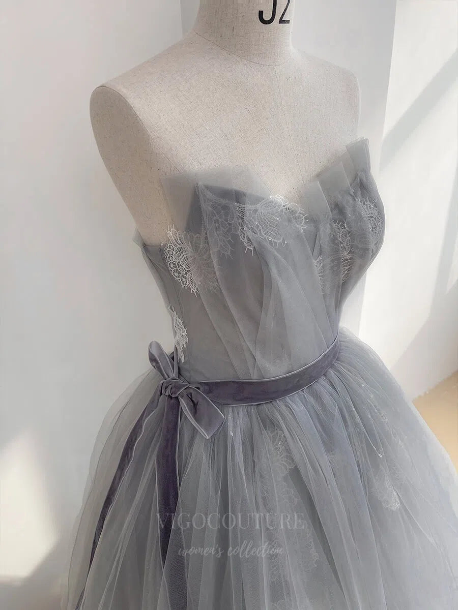 Prom Dress 2025 Strapless Lace Applique Prom Dress 20645-unique elegant Prom Dresses-Grey-US2-vigocouture