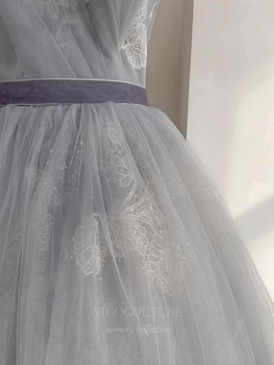 Prom Dress 2025 Strapless Lace Applique Prom Dress 20645-unique elegant Prom Dresses-Grey-US2-vigocouture