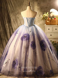 Prom Dress 2025 Strapless Lace Applique Quinceanera Dresses Sparkly Tulle Sweet 16 Dresses 21395-unique elegant Prom Dresses-As Pictured-Custom Size-vigocouture