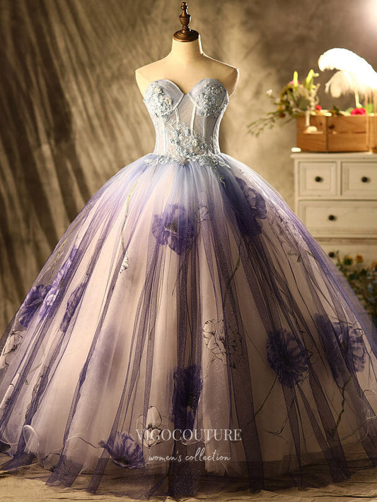 Prom Dress 2025 Strapless Lace Applique Quinceanera Dresses Sparkly Tulle Sweet 16 Dresses 21395-unique elegant Prom Dresses-As Pictured-Custom Size-vigocouture