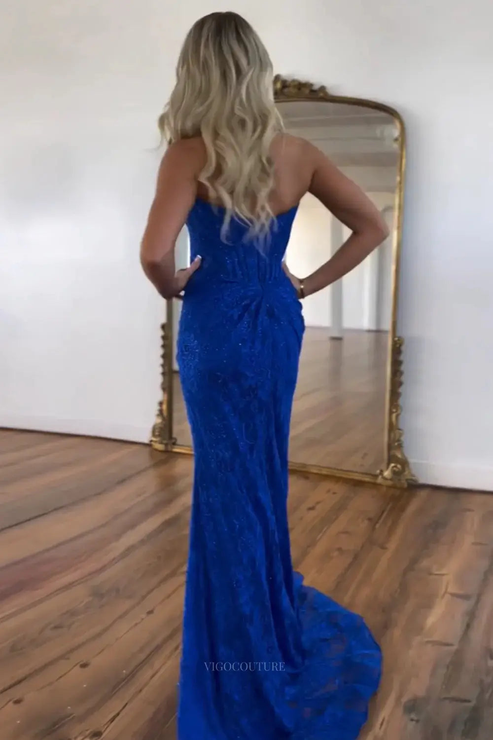 Prom Dresses 2025 to impress Strapless Lace Mermaid Prom Dresses 2025 Formal Dresses with Slit – 25119-vigocouture-vigocouture