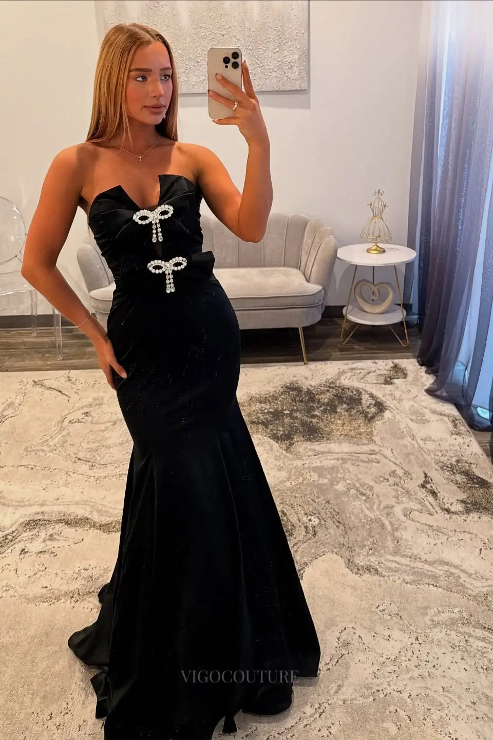 Prom Dresses 2025 to impress Strapless Mermaid Prom Dress with Crystal Bow Detail – 26133-vigocouture-vigocouture