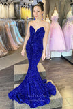 Prom Dress 2025 Strapless Mermaid Prom Dresses Sequin Sweetheart Neck Evening Dress 20835-unique elegant Prom Dresses-Blue-US2-vigocouture