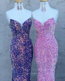 Prom Dress 2025 Strapless Mermaid Prom Dresses Sequin Sweetheart Neck Evening Dress 20835-unique elegant Prom Dresses-Fuchsia-US2-vigocouture