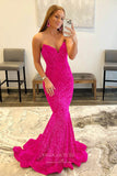 Strapless Mermaid Prom Dresses Sequin Sweetheart Neck Evening Dress 20835