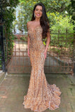 Prom Dress 2025 Strapless Mermaid Prom Dresses Sequin Sweetheart Neck Evening Dress 20835-unique elegant Prom Dresses-Gold-US2-vigocouture