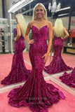 Prom Dress 2025 Strapless Mermaid Prom Dresses Sequin Sweetheart Neck Evening Dress 20835-unique elegant Prom Dresses-Magenta-US2-vigocouture