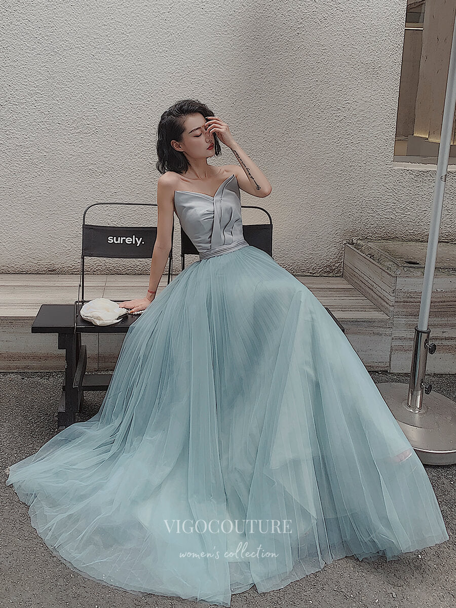 Prom Dress 2025 Strapless Prom Dresses Tulle Formal Dresses 21039-unique elegant Prom Dresses-As Pictured-Custom Size-vigocouture