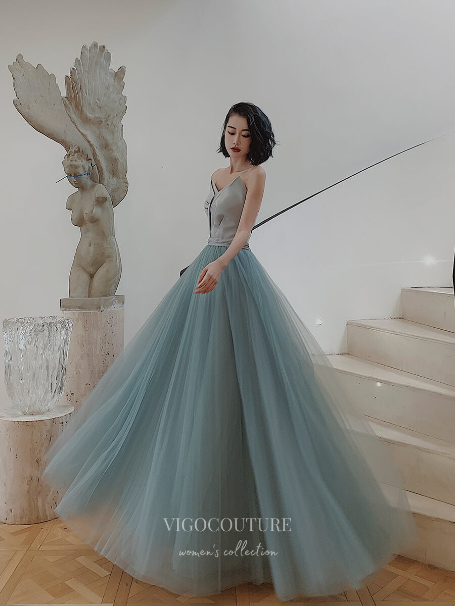 Prom Dress 2025 Strapless Prom Dresses Tulle Formal Dresses 21039-unique elegant Prom Dresses-As Pictured-Custom Size-vigocouture