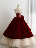 Prom Dress 2025 Strapless Quinceanera Dresses Rosette Formal Gown 21019-unique elegant Prom Dresses-Burgundy-Custom Size-vigocouture